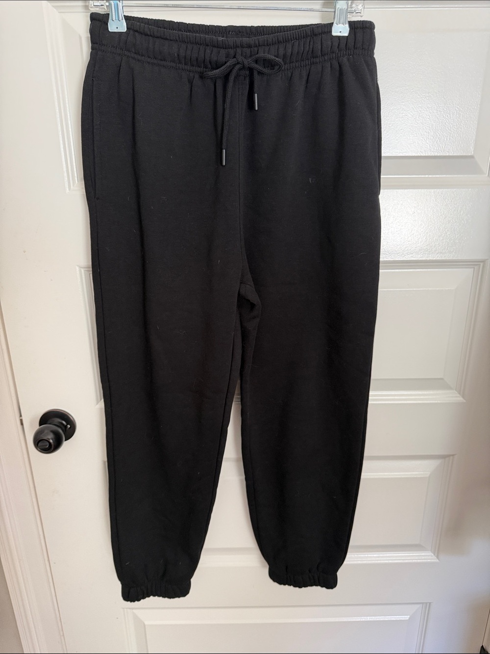 Black Fleece Jogger Pants - Elastic Waist & Ankles (Matching top available)